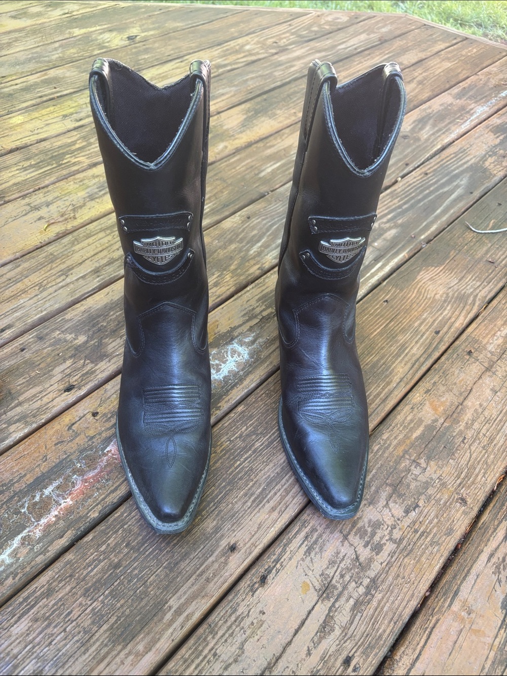 Harley-Davidson Black Leather Boots with Badge